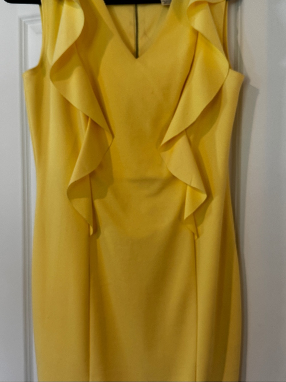 Yellow Ruffle Sheath Dress - Picture 2 of 3